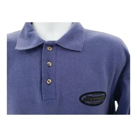 Harley Davidson Nashua NH Mens Purple Long Sleeve Polo Shirt Size Large